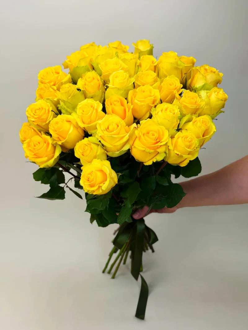 Роза желтая Бостон 15, 35 шт